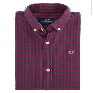 Vineyard Vines Boys Sycamore Whale Button-Down Flannel Shirt Size Medium